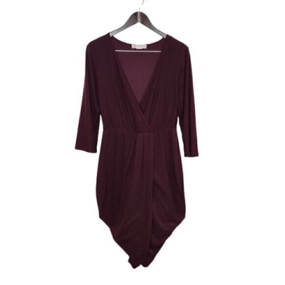 Love Fast Live Hard Aubergine Faux Wrap Dress - Picture 1 of 7